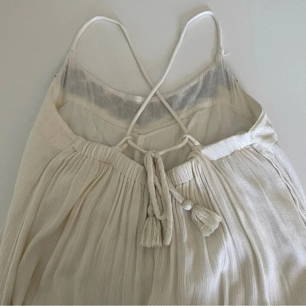 Denim & Supply Ralph Lauren Boho Maxi Dress Cream Embroidered Crochet Lined XS - Picture 11 of 14